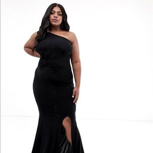 One Shoulder Black Formal Dress